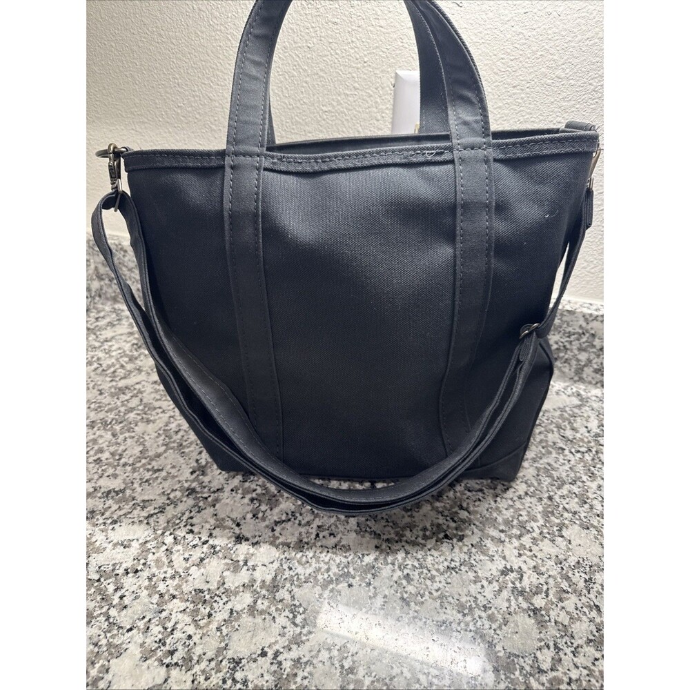 LL Bean All Black Boat And Tote Short Handles With Xtra Long Strap / USA / ZipUp - Picture 14 of 14